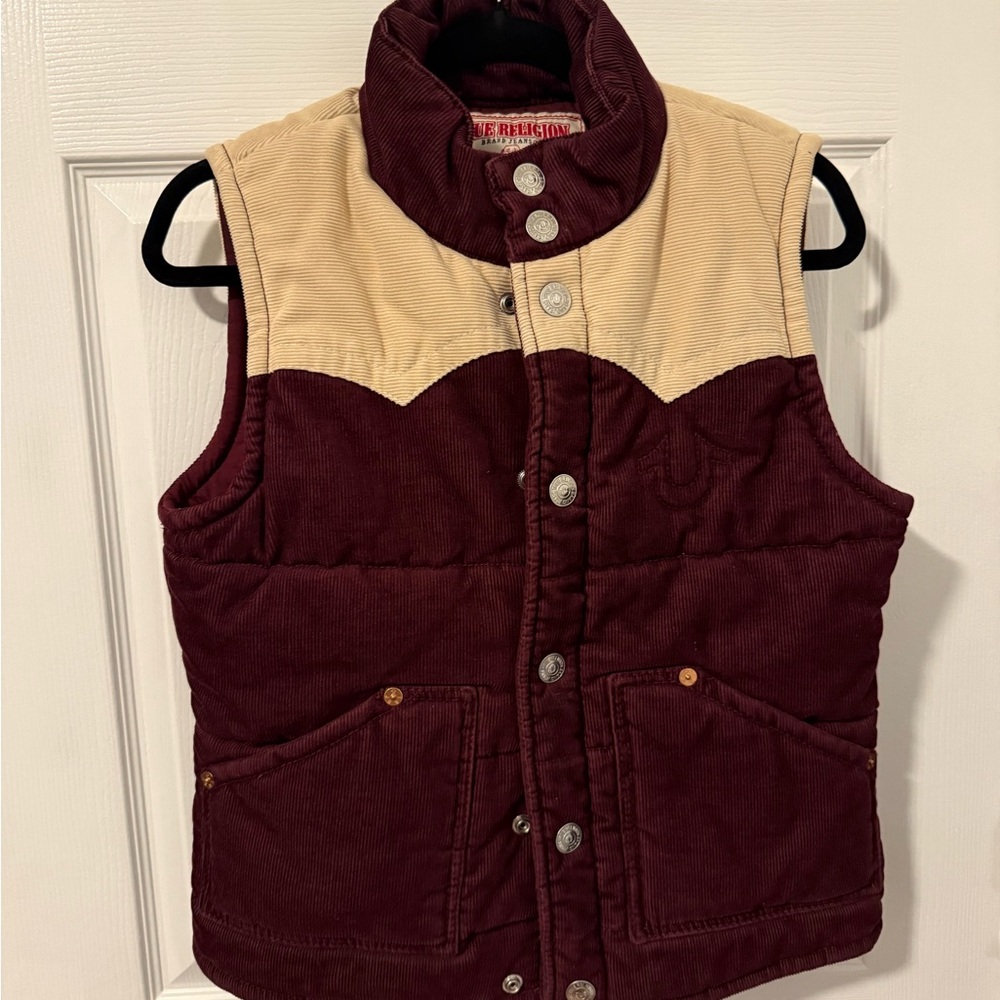 True Religion Maroon Corduroy Vest